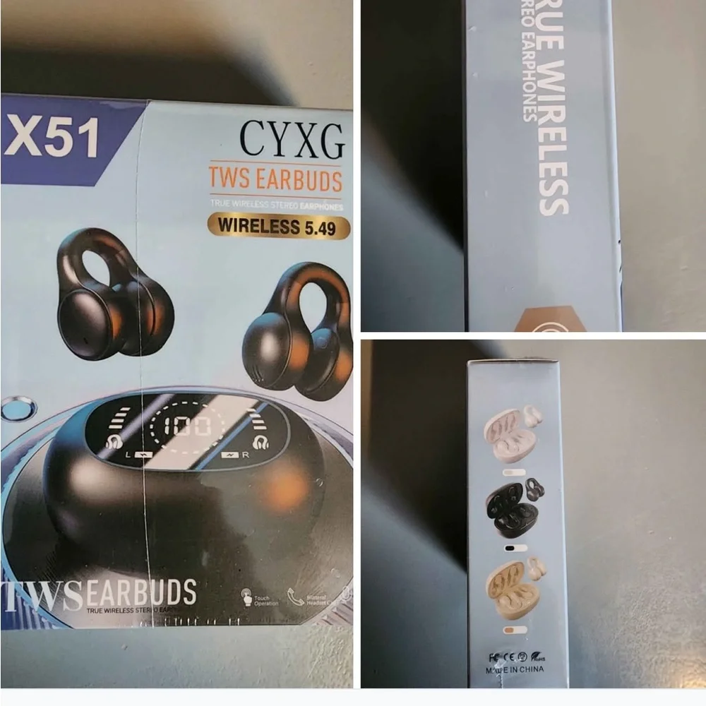 TRUE WIRELESS STERO EARPHONES WIRELESS 5.49 MODEL X51 CHARGING STATION NIB BLACK - Picture 3 of 4